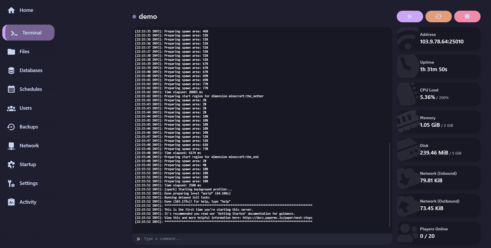 Giao diện cũ - các thao tác server không hiển thị số người chơi