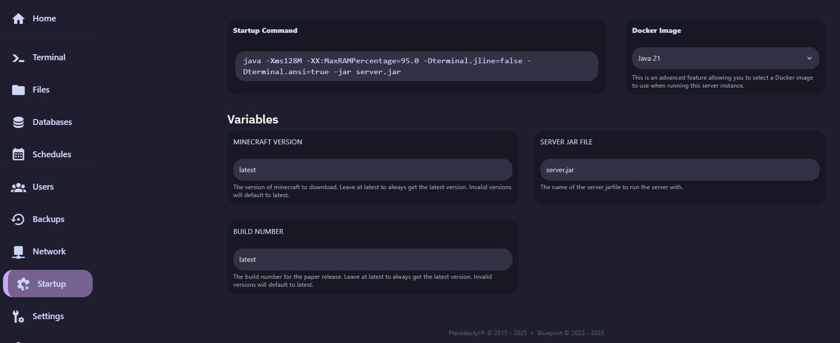 Giao diện cũ - cài đặt thông số và biến khởi động server